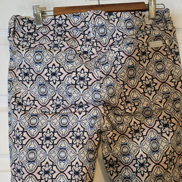 7 For All Mankind Pocket Jeggings White Blue Geometric Zip Button Skinny Jeans‎ - Picture 5 of 8